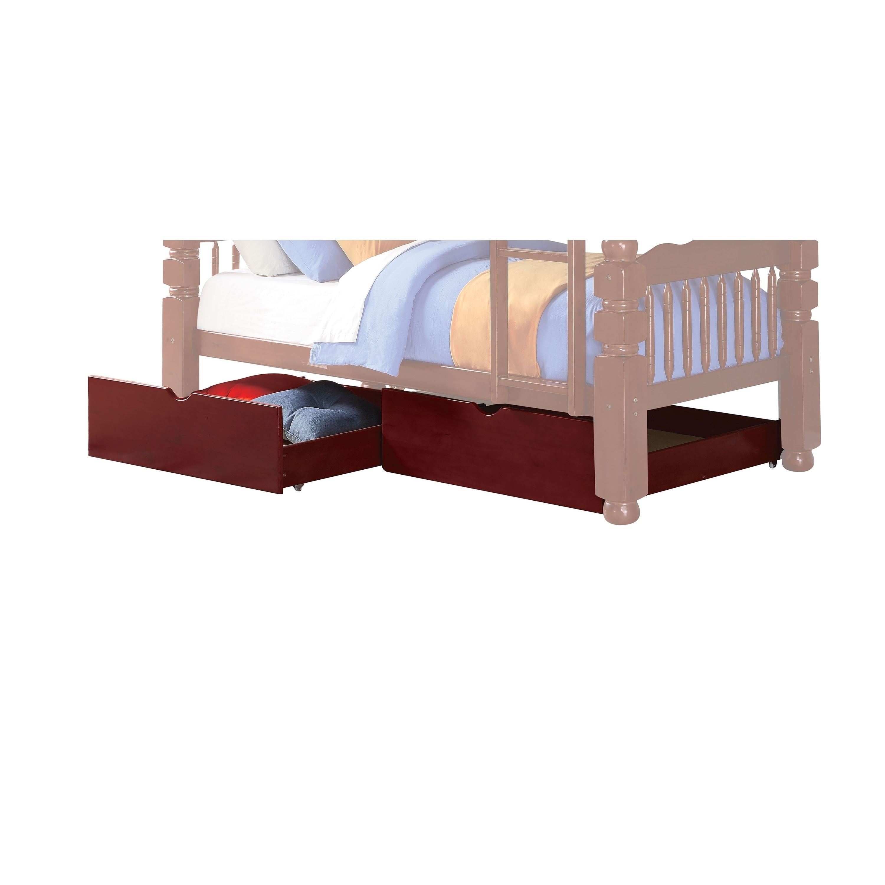 Shop 2 Piece Cottage Under Bed Wooden Drawers With Casters Cherry