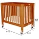 preview thumbnail 5 of 3, Foldable Wood and Metal Crib with Casters and Slatted Details, Brown