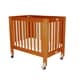 preview thumbnail 1 of 3, Foldable Wood and Metal Crib with Casters and Slatted Details, Brown