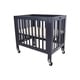 preview thumbnail 2 of 3, Slatted Wooden Crib with Folding Mechanism and Casters Support, Gray