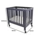 preview thumbnail 5 of 3, Slatted Wooden Crib with Folding Mechanism and Casters Support, Gray