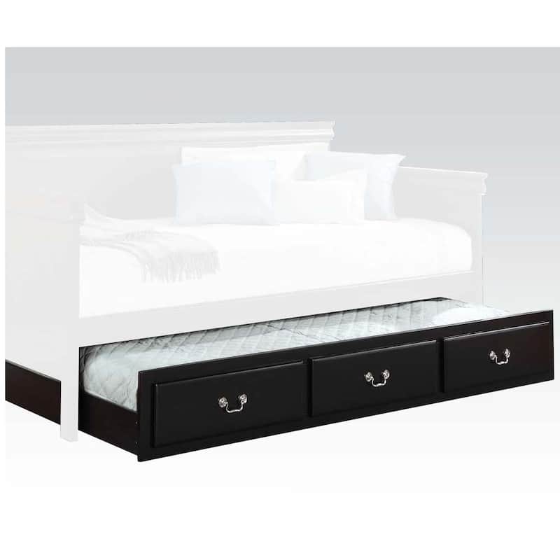 Wooden Twin Size Trundle Bed with Caster Wheels, Black