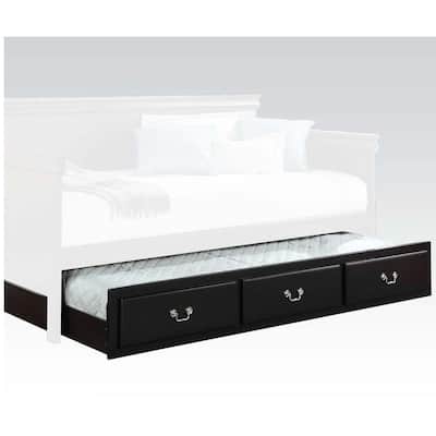 Wooden Twin Size Trundle Bed with Caster Wheels, Black