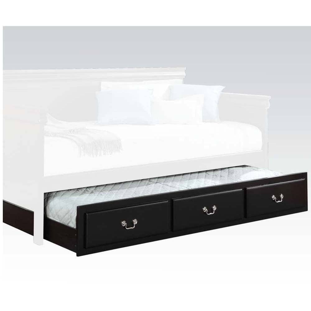 Wooden Twin Size Trundle Bed with Caster Wheels, Black