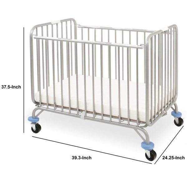 silver metal crib