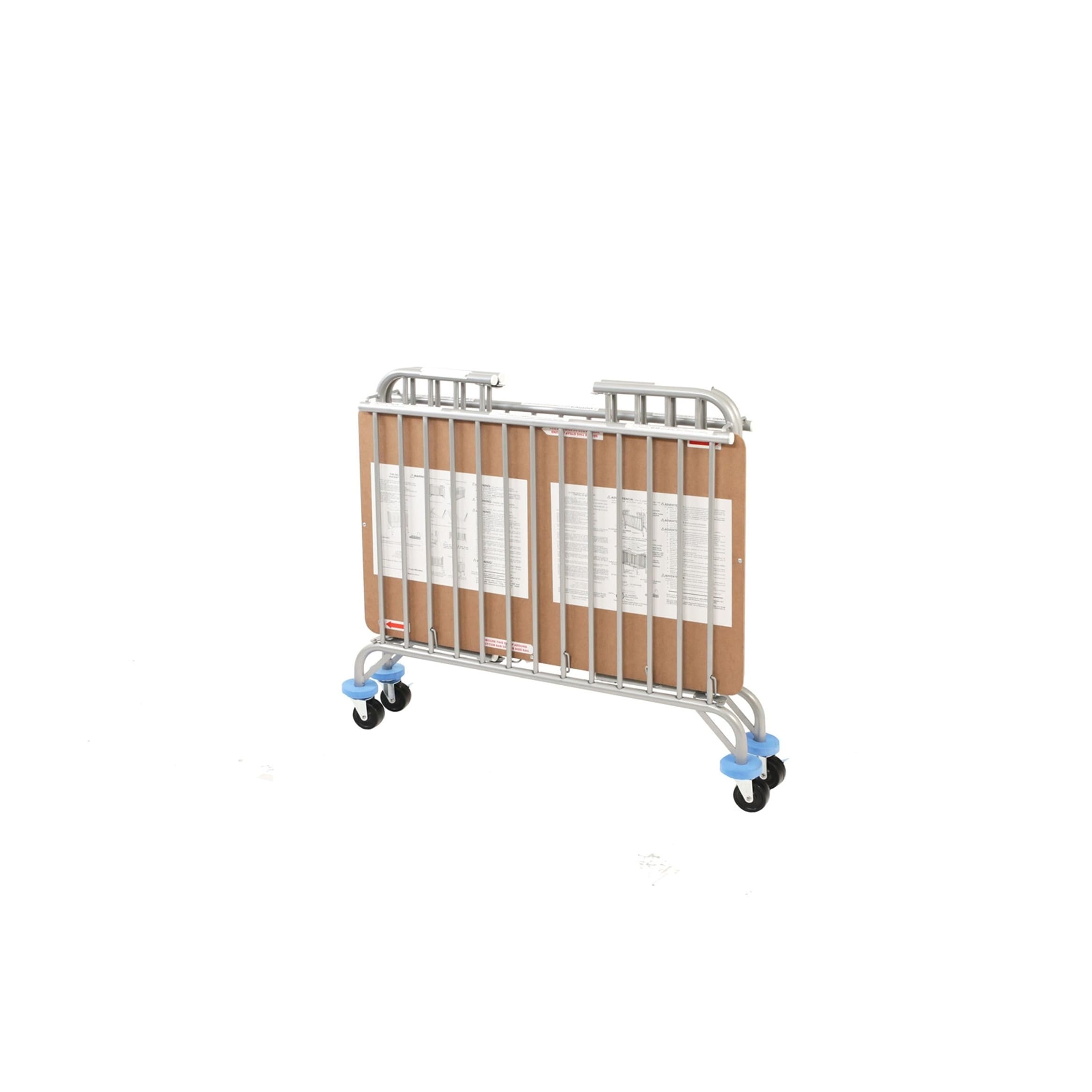 silver metal crib