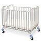 preview thumbnail 1 of 3, Slatted Metal Crib with Folding Mechanism and Casters, Large, Silver