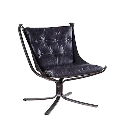 Star Base Metal Accent Chair with Faux Leather Seating, Blue and Brown