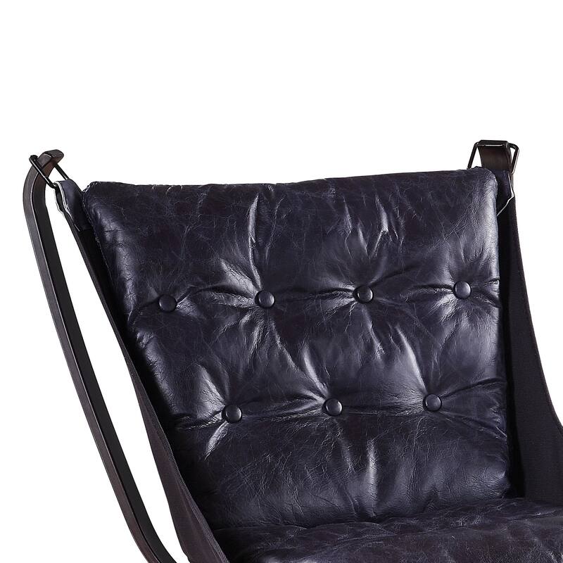 Star Base Metal Accent Chair with Faux Leather Seating, Blue and Brown