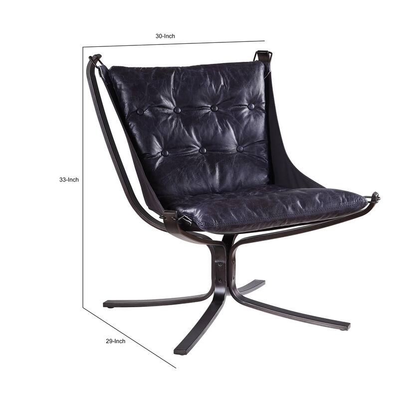 Star Base Metal Accent Chair with Faux Leather Seating, Blue and Brown