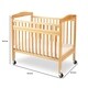 preview thumbnail 5 of 3, Slatted Wooden Crib with Casters and Safety Gate, Brown and Clear