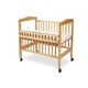 preview thumbnail 3 of 3, Slatted Wooden Crib with Casters and Safety Gate, Brown and Clear