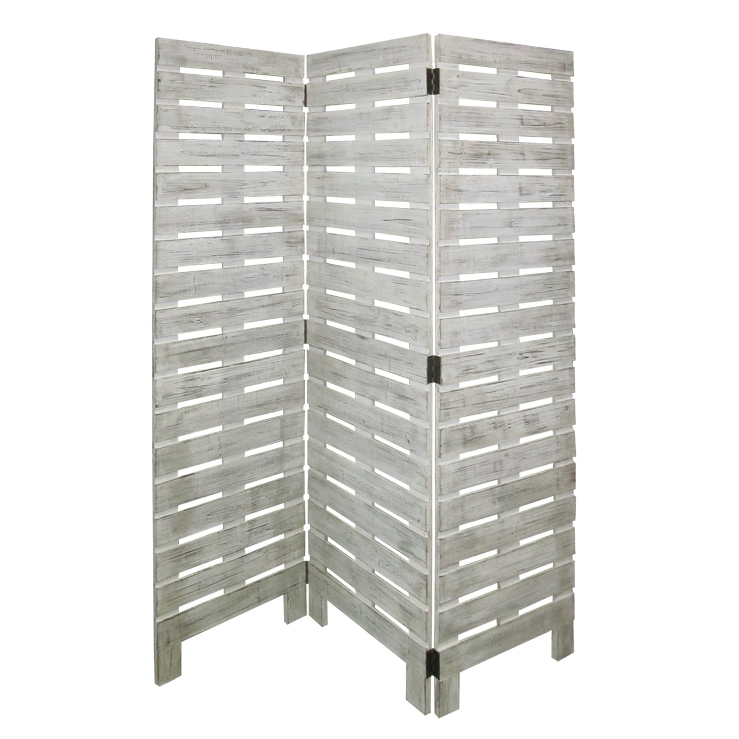 Textured 3 Panel Foldable Wooden Screen With Slats Gray On Sale Overstock 30380885
