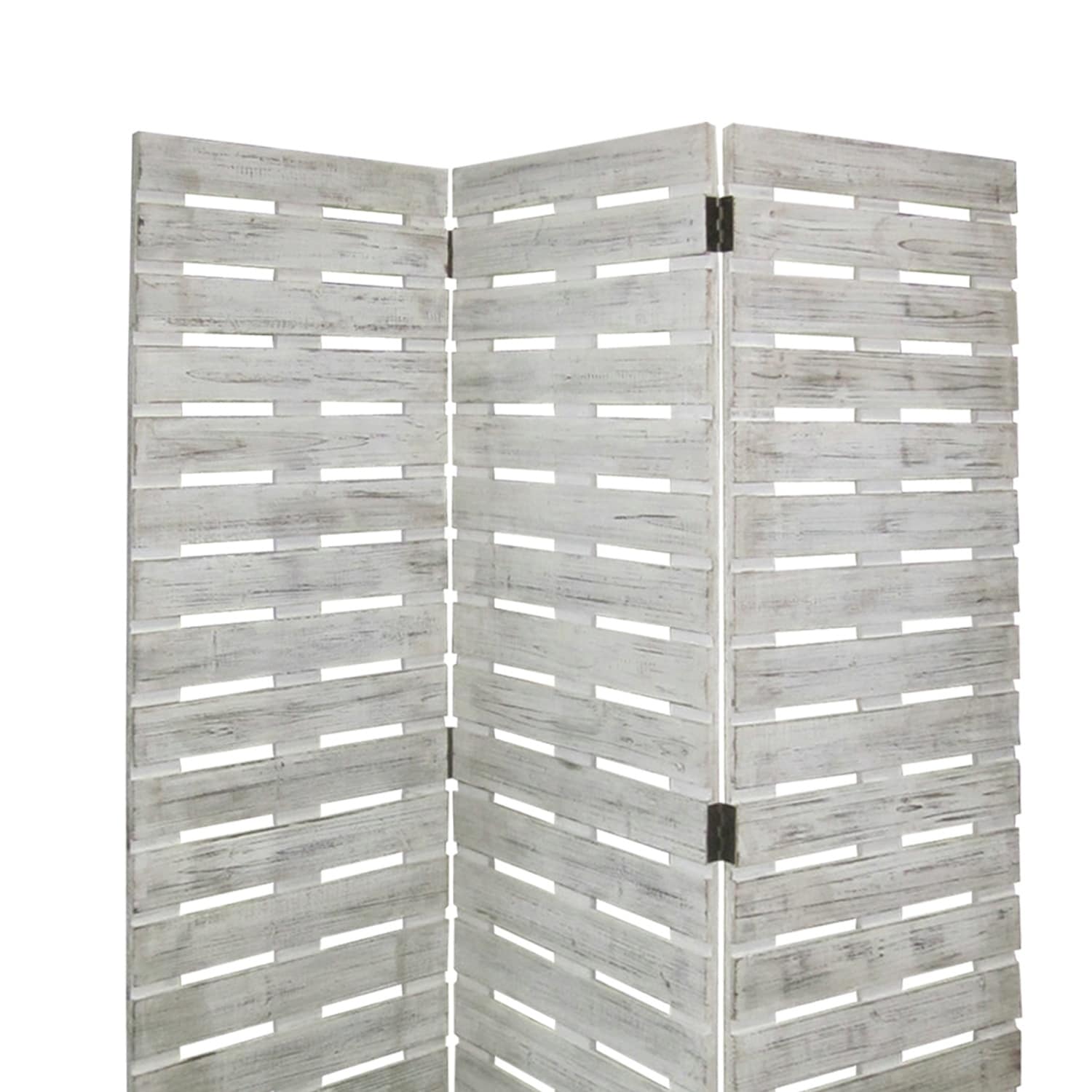 Textured 3 Panel Foldable Wooden Screen With Slats Gray On Sale Overstock 30380885