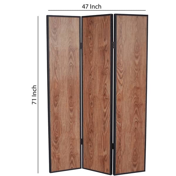 3 Panel Foldable Wooden Screen With Grain Details Brown On Sale Overstock 30380912