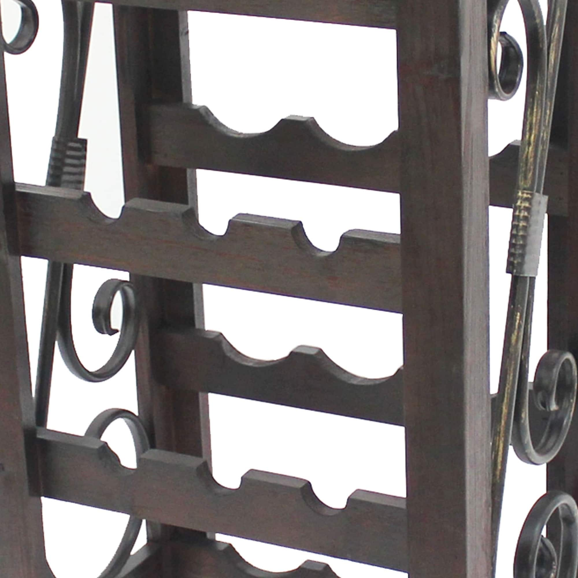 Shop Wooden Wine Rack With Scroll Details On Sides Distressed Brown Overstock 30380946