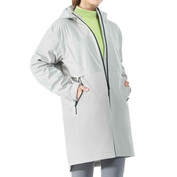 Women's Hooded Windproof Trench Rain Jacket Gray. Opens flyout.