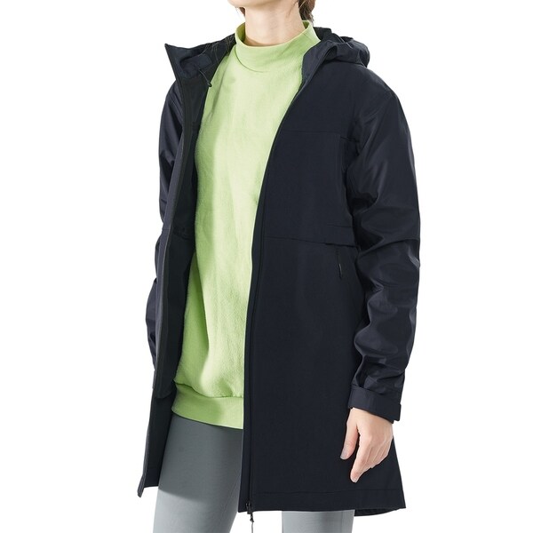 Women's Hooded Windproof Trench Rain Jacket Navy. Opens flyout.