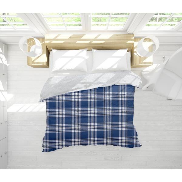 Shop Soho Plaid Cobalt Blue Sherpa Comforter By Kavka Designs On