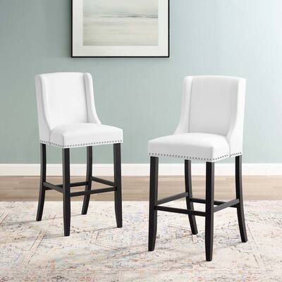 Baron Bar Stool Faux Leather Set of 2 - N/A