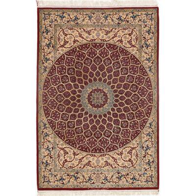 Pasargad DC Red Persian Isfahan Silk & Wool - 5'1" x 7'7"