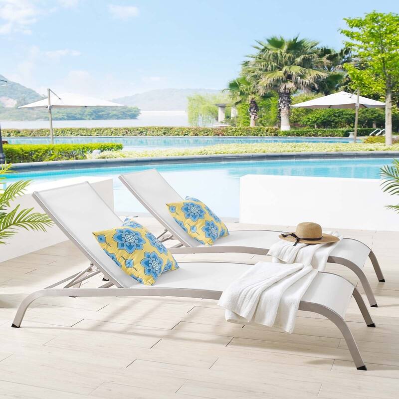 Havenside Home Wendu Outdoor Patio Mesh Chaise Lounge (Set of 2) - White