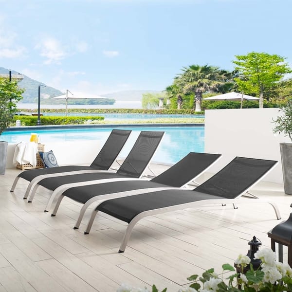 Shop Savannah Outdoor Patio Mesh Chaise Lounge Set Of 4 Free