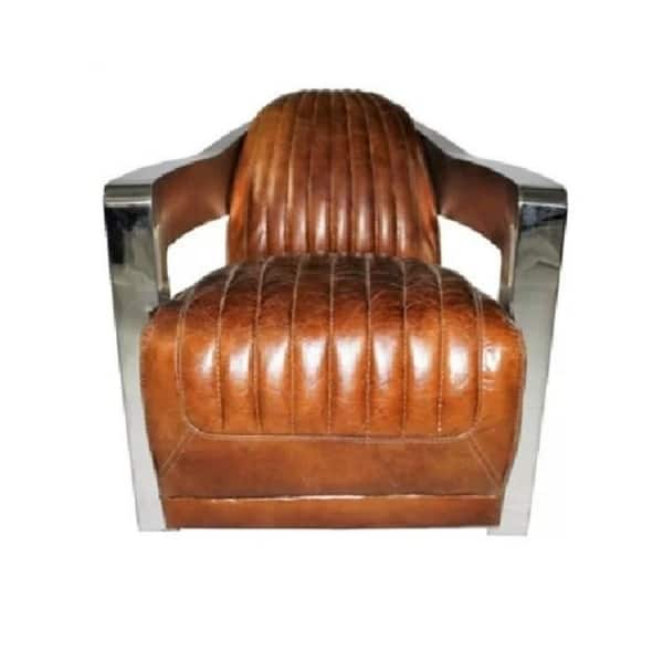Babar Chair II, Luxurious brown color leather lounge chair. - Bed Bath ...
