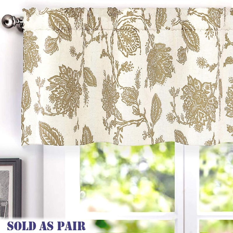 Gracewood Hollow Kapil Floral Blackout Lined Thermal Insulated Window Valance Pair - 50''Width x 18'' Length - Taupe