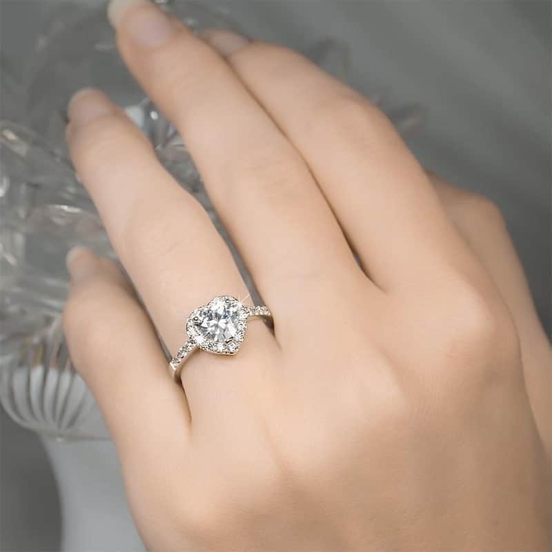 2 Carat Heart Shape Sterling Silver Cubic Zirconia Engagement Ring
