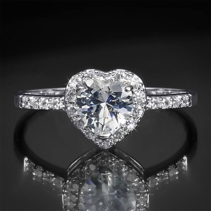 2 Carat Heart Shape Sterling Silver Cubic Zirconia Engagement Ring