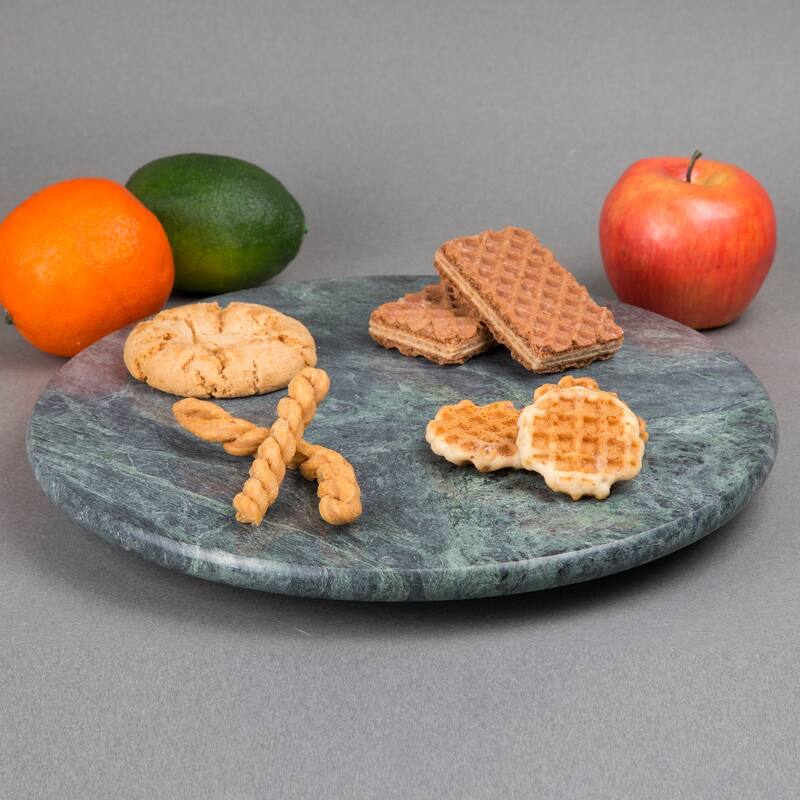 Creative Home Green Marble 12" Round Serving Board, Cheese Dessert Cake Serving Platter
