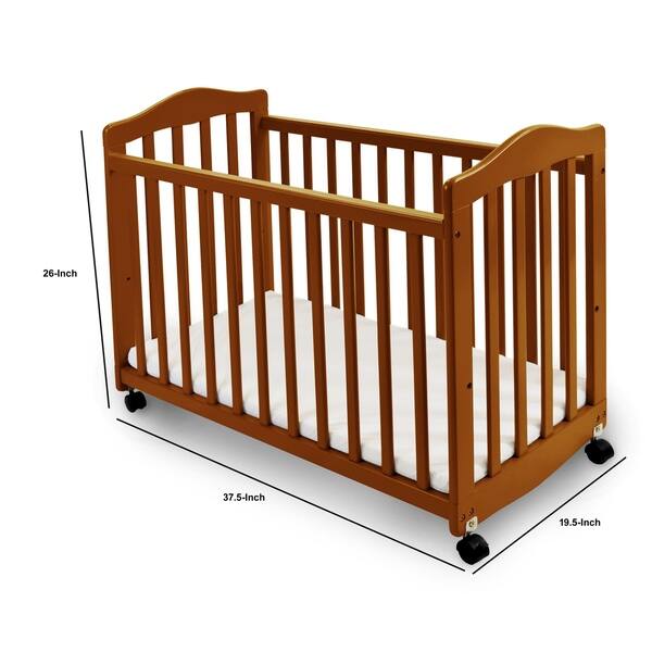 Transitional Slatted Wooden Bedside Manor with Casters,Brown and Black