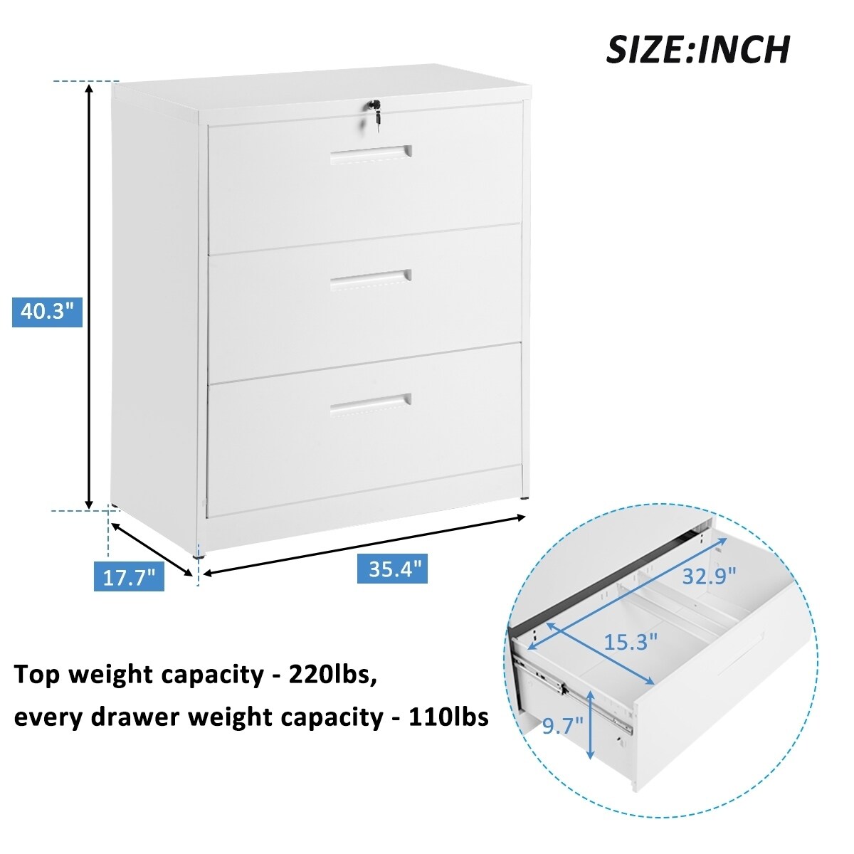 Shop Merax Lateral File Cabinet Lockable Heavy Duty Metal 3