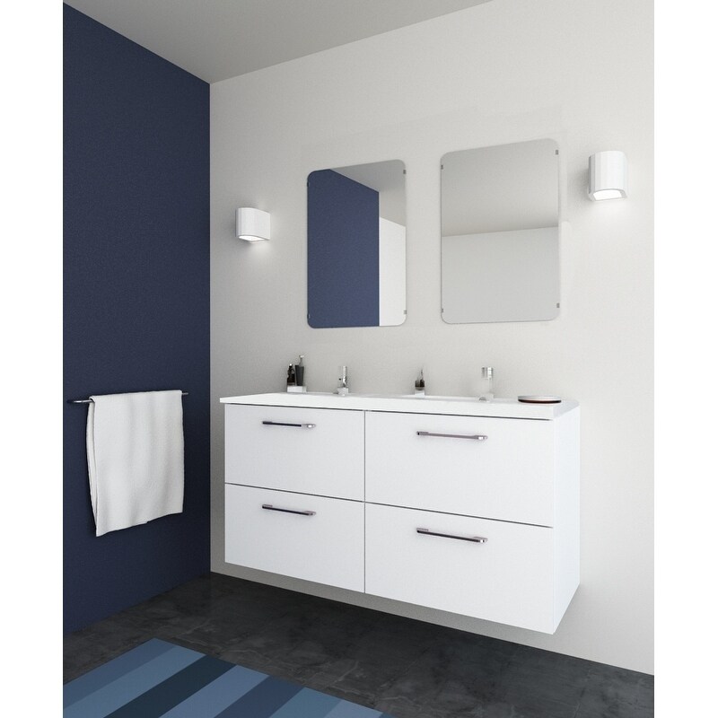 Happy Modern Bathroom Double Sink Vanity 48 Full Set White On Sale Overstock 30387878