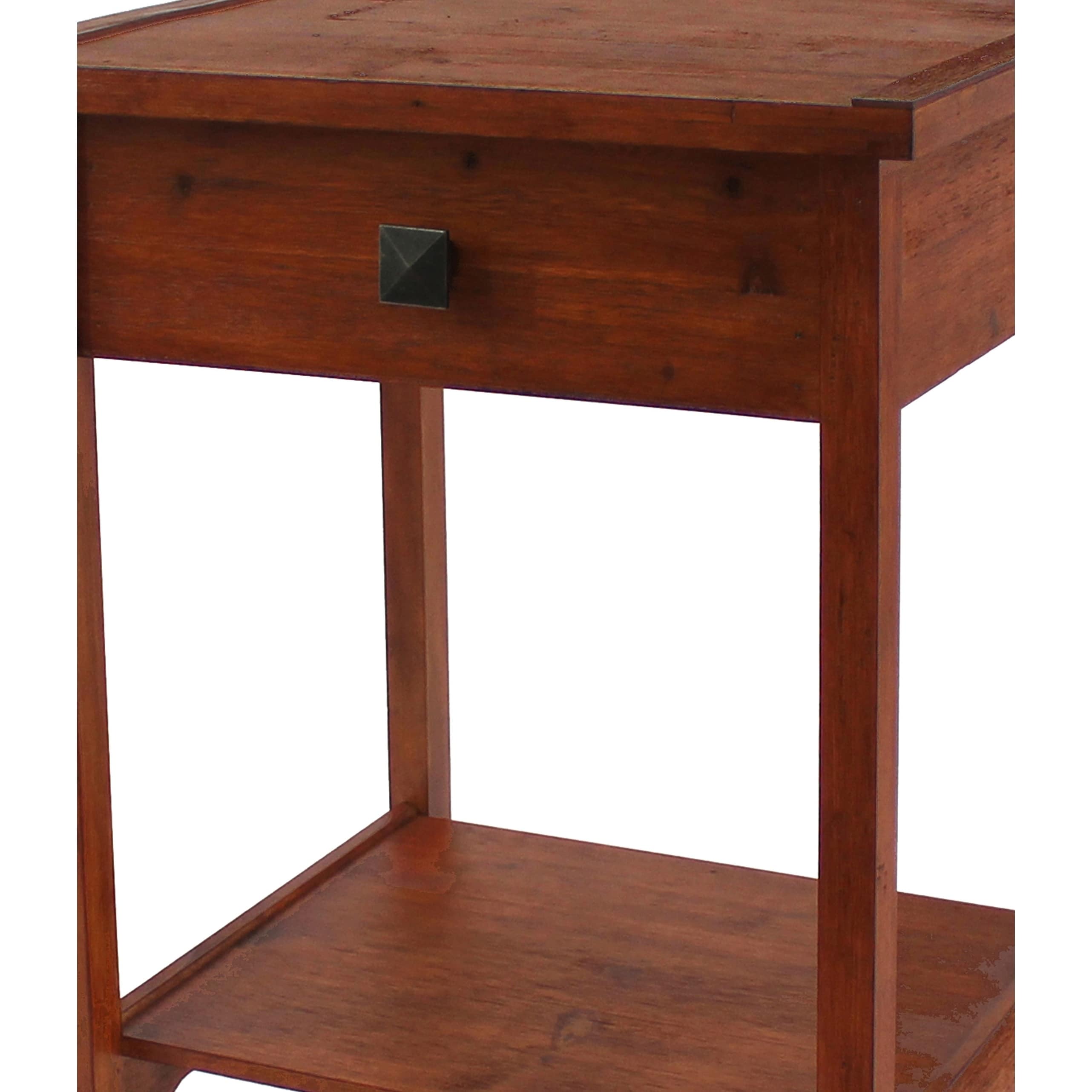 Rustic Wooden End Table With 1 Drawer And Bottom Shelf Brown Rustic Wooden End Table With 1 Drawer And Bottom Shelf Brown