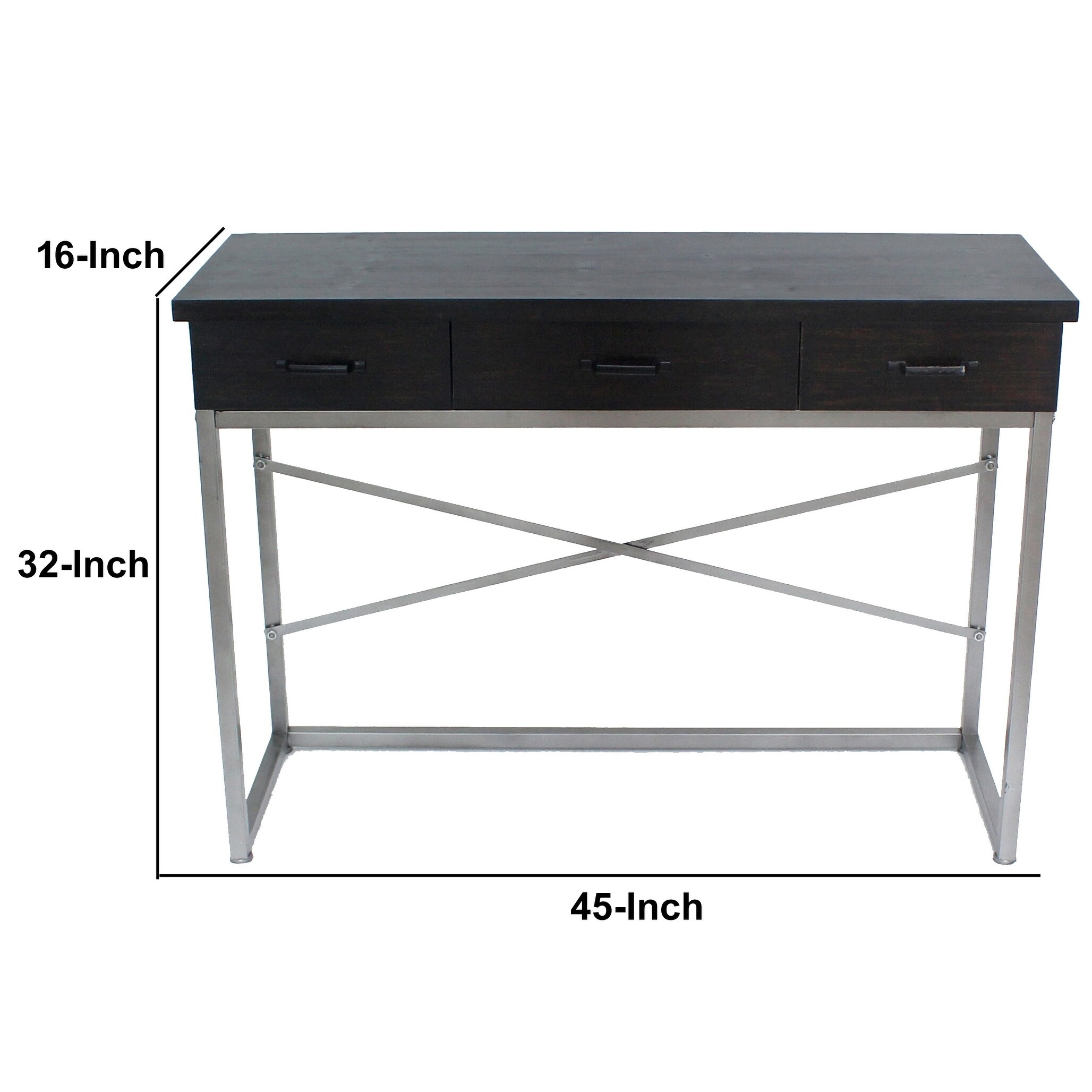 Shop Black Friday Deals On Wooden Console Table With Metal Base And 3 Drawers Brown And Silver Overstock 30387947