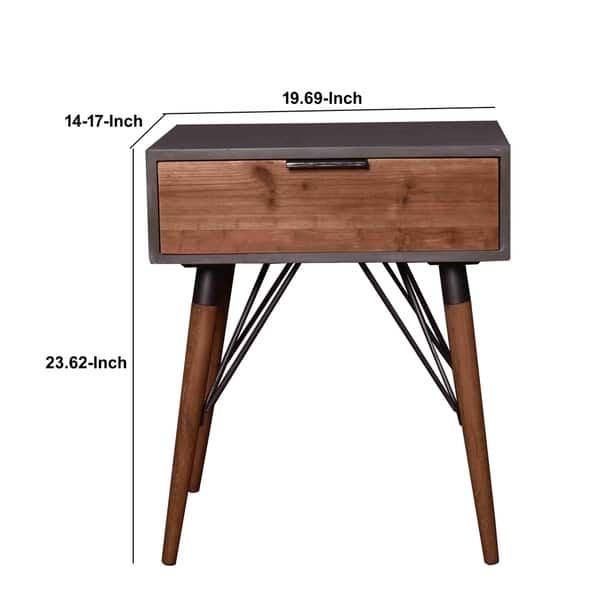 Shop Wooden Side Table With Single Drawer And Angled Legs Gray And Brown On Sale Overstock 30387959