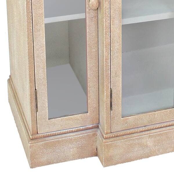 Shop 4 Door Wood And Glass Storage Cabinet With 3 Drawers Beige