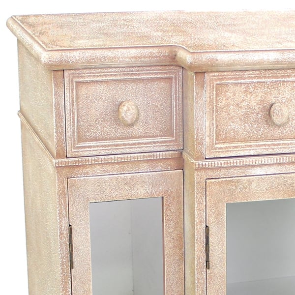 Shop 4 Door Wood And Glass Storage Cabinet With 3 Drawers Beige