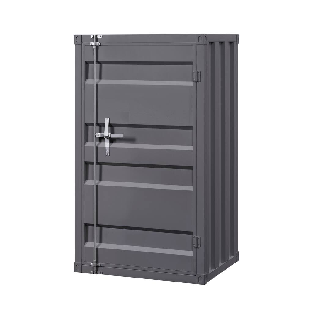 Industrial Style Metal Chest with Recessed Door Front, Gray