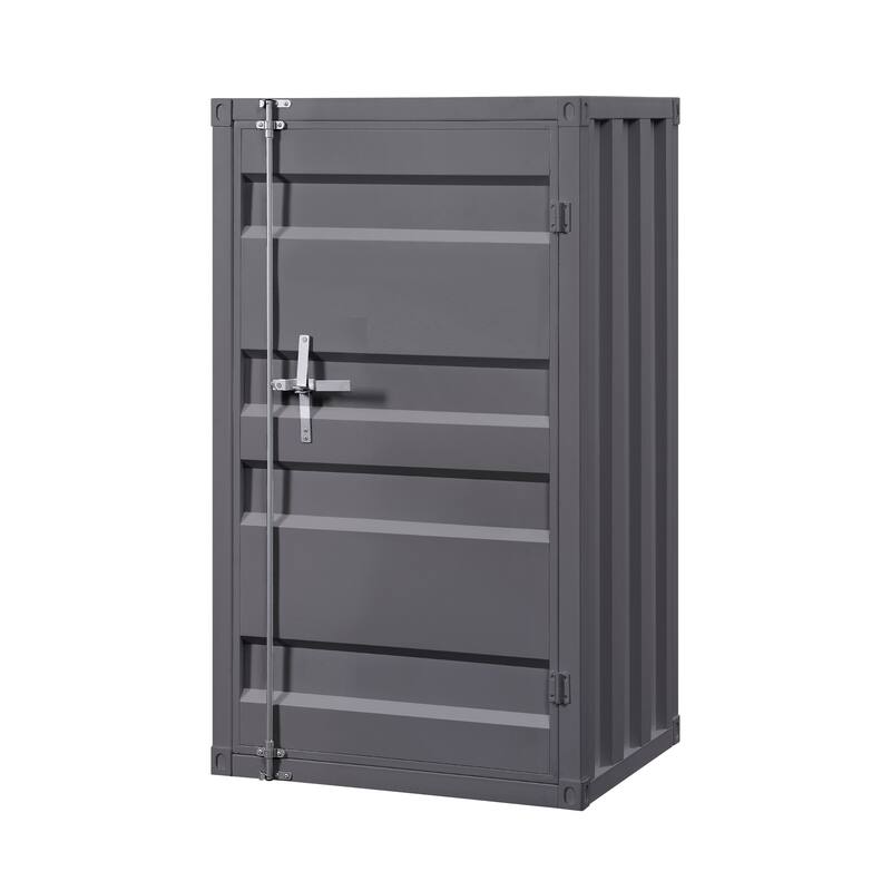 Industrial Style Metal Chest with Recessed Door Front, Gray
