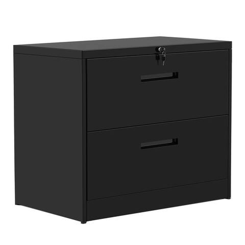 Merax 2 Drawer Lateral File Cabinet Lockable Heavy Duty Metal File