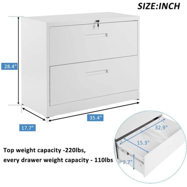 Shop Merax 2 Drawer Lateral File Cabinet Lockable Heavy Duty Metal