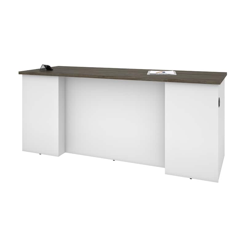 Bestar Norma Desk Shell - Walnut Grey & White