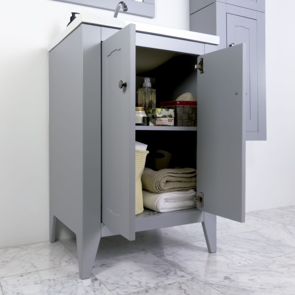 Shop Black Friday Deals On 24 Boho Classic Vintage Bathroom Vanity Cabinet Set Grey W 24 X H 35 X D 18 Inch Vanity Ceramic Sink On Sale Overstock 30389045