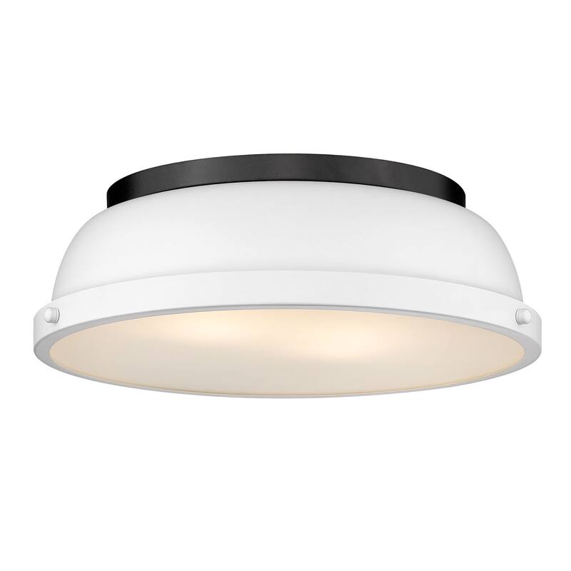 Duncan Flush Mount - 14 Dia x 4.25 H - 14 Dia x 4.25 H - Matte Black with Matte White Shade