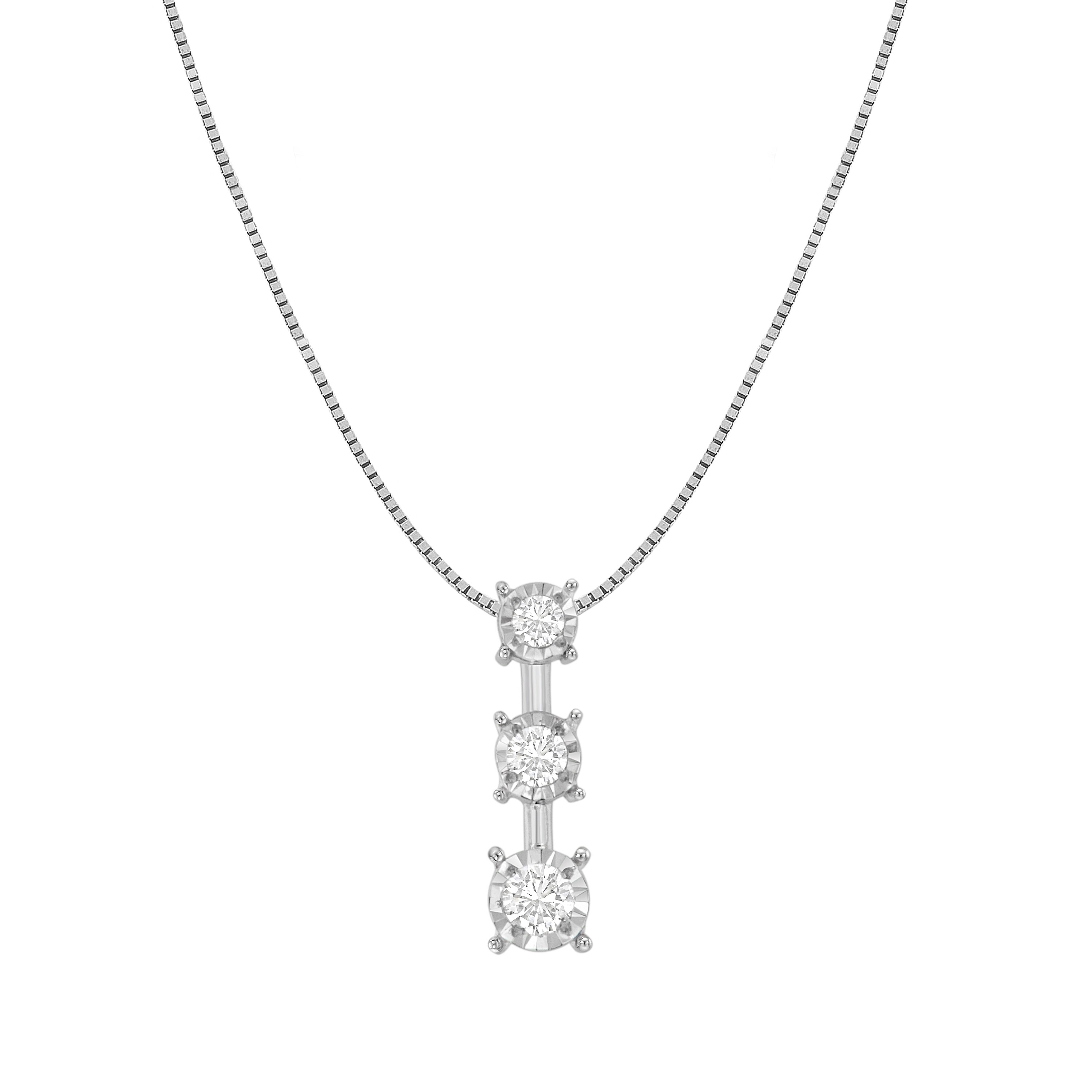 3 stone drop diamond necklace