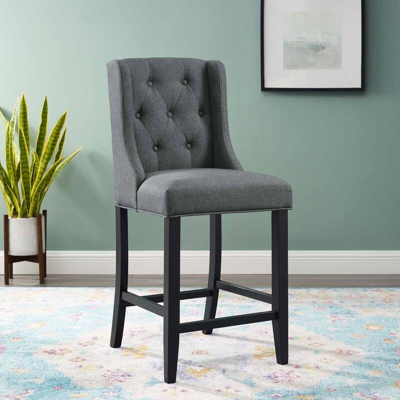 Copper Grove Ninh Button-tufted Upholstered Counter Stool - Gray