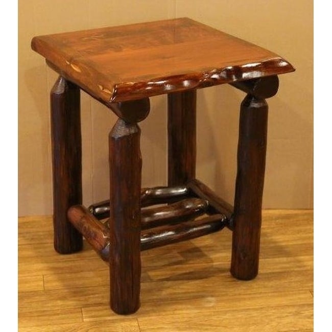 Red Cedar Log Open Nightstand End Table Adirondack Red Cedar Log Open Nightstand